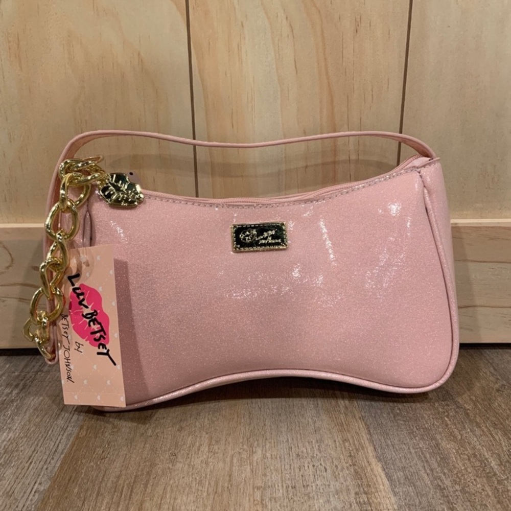 NWT Betsey Johnson pink sparkly shoulder bag